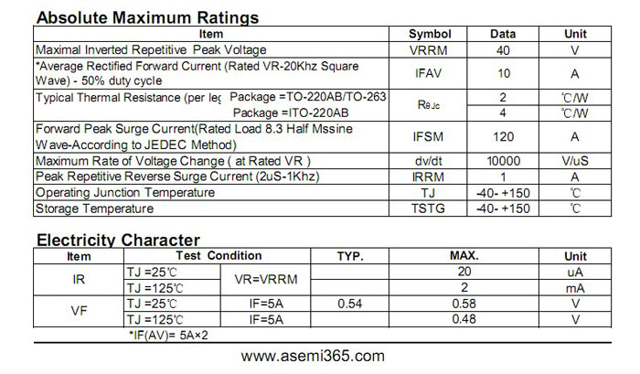 ASEMI品牌MBR1040CT