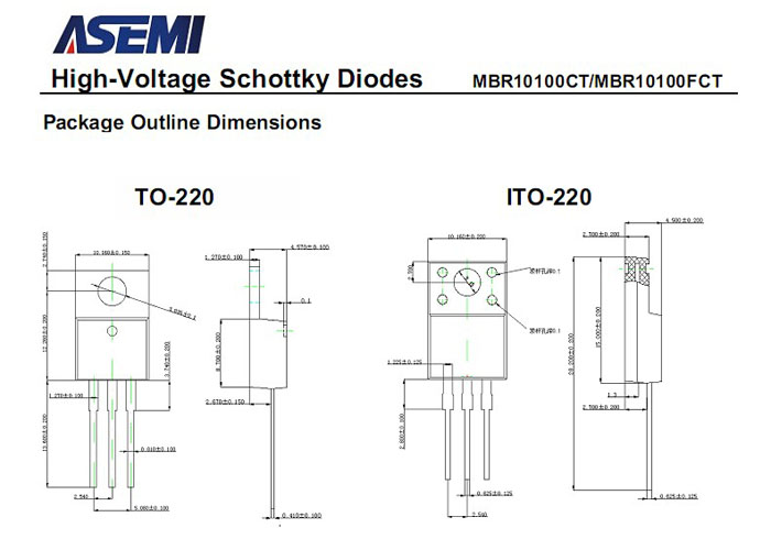 ASEMI品牌MBR10100CT参数