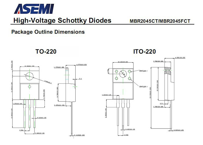 ASEMI品牌MBR2045CT参数