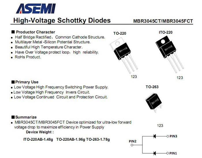 ASEMI品牌MBR30150CT参数