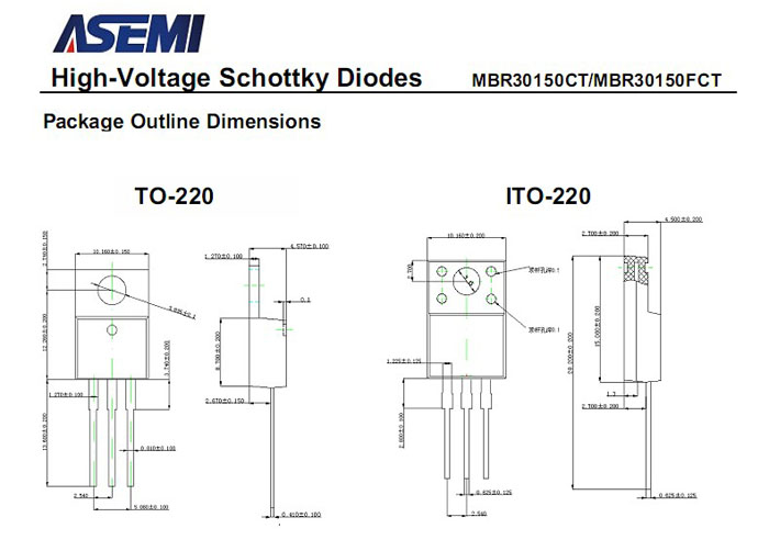 ASEMI品牌MBR30150CT参数