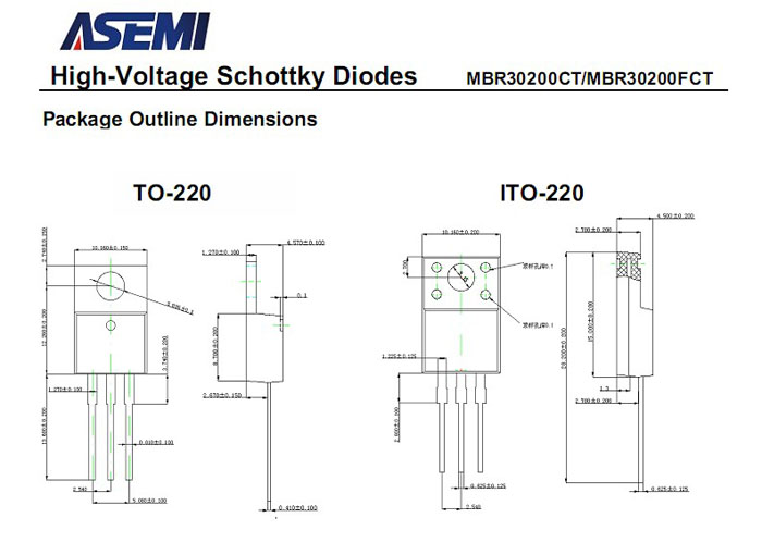 ASEMI品牌MBR30200CT参数