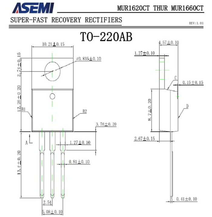 ASEMI超快恢复MURF1620CT